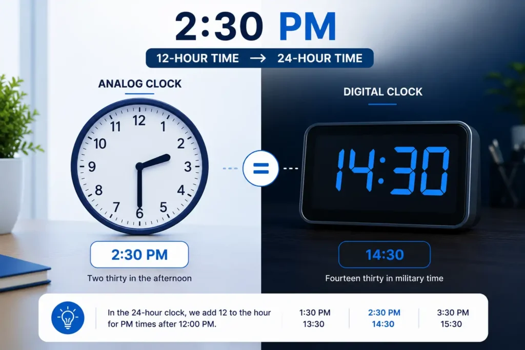 230 PM converted to 1430 military time