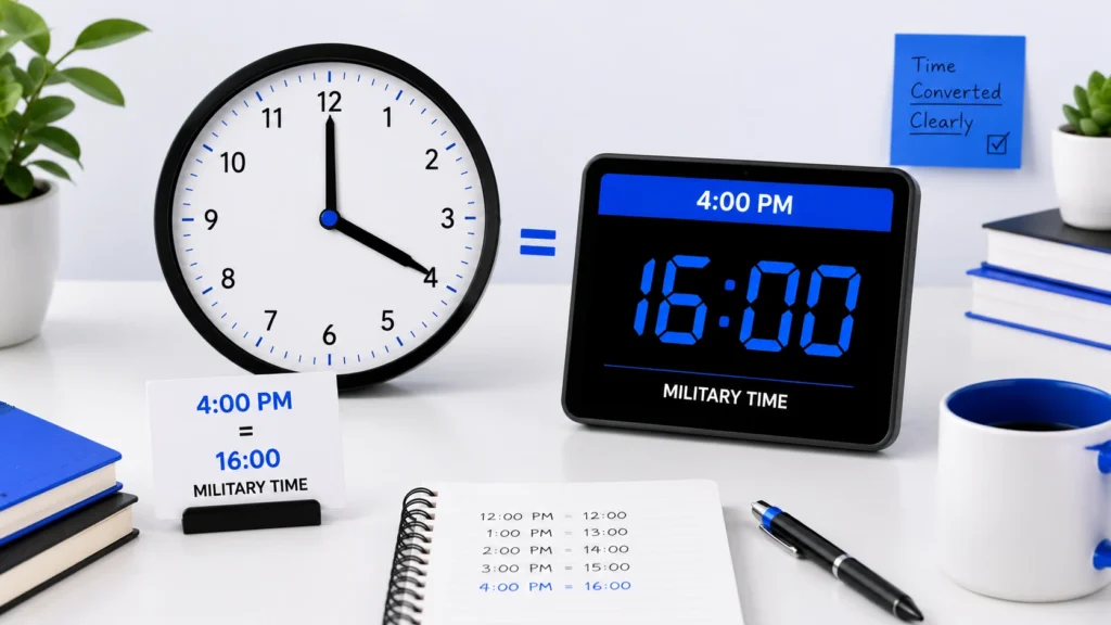 4:00 PM equals 16:00 in military time