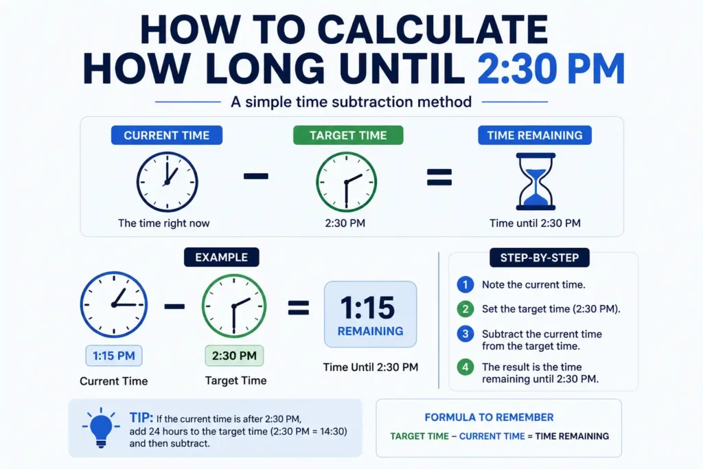 How to calculate how long until 230 PM
