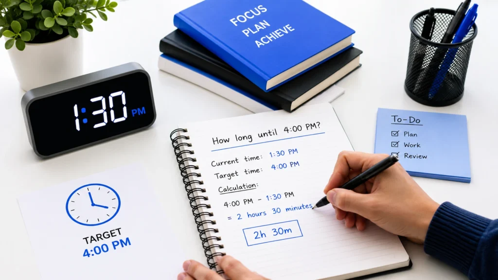 How to calculate how long until 4:00 PM manually