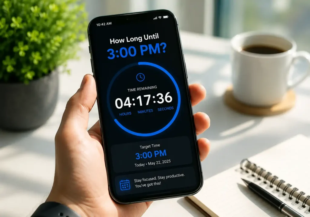 calculate time until 3 PM