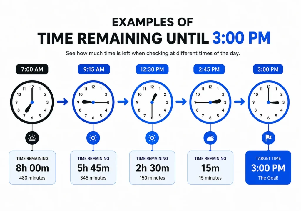 examples of time remaining until 3 PM