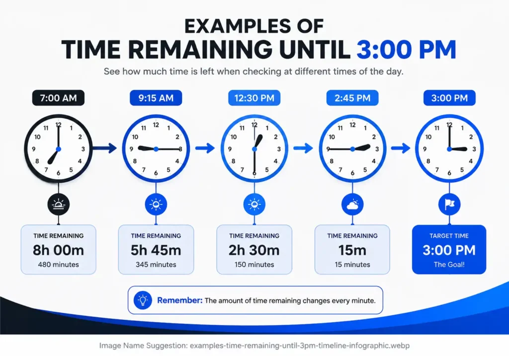 Examples of Time Remaining Until 3:00 PM